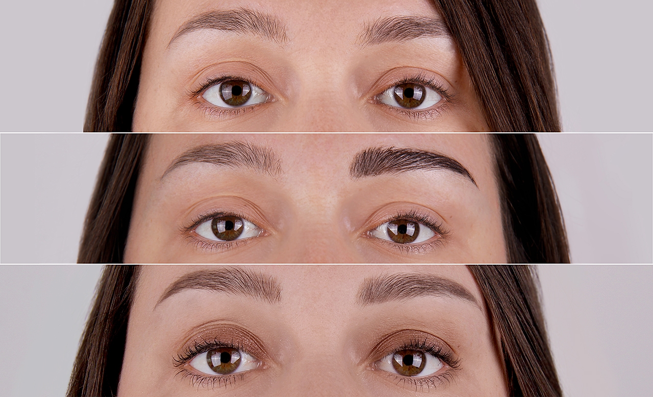 Vorher/Nachher vom Augenbrauenfärben