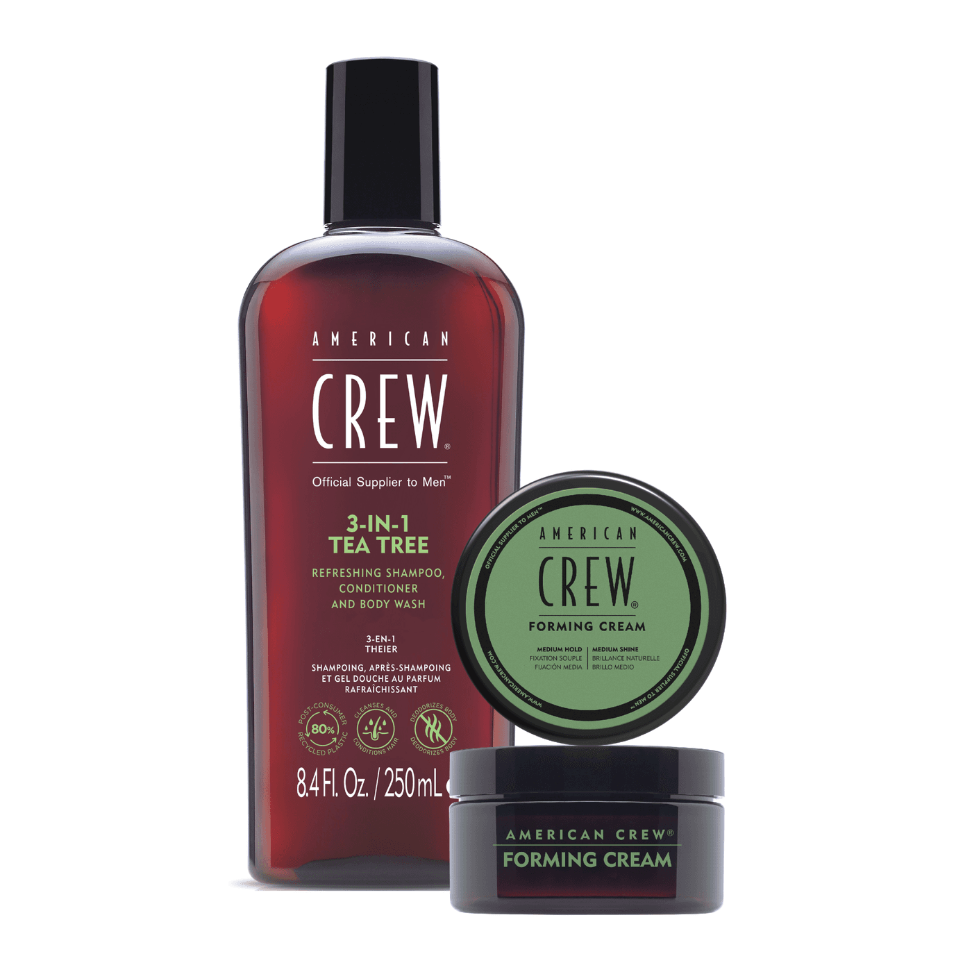 American Crew Duo Set: 3-in-1 Tea Tree Shampoo, Conditioner & Body Wash