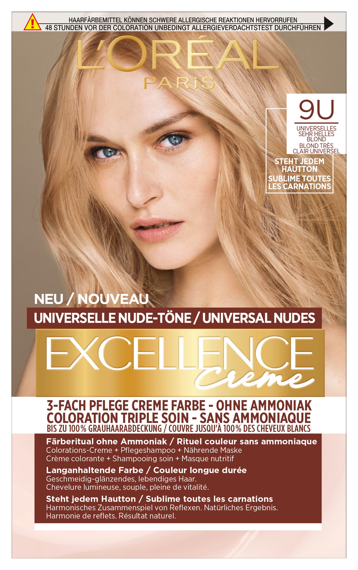 LOréal Excellence Color - Universale Nude-Töne 9U Sehr Helles Blond