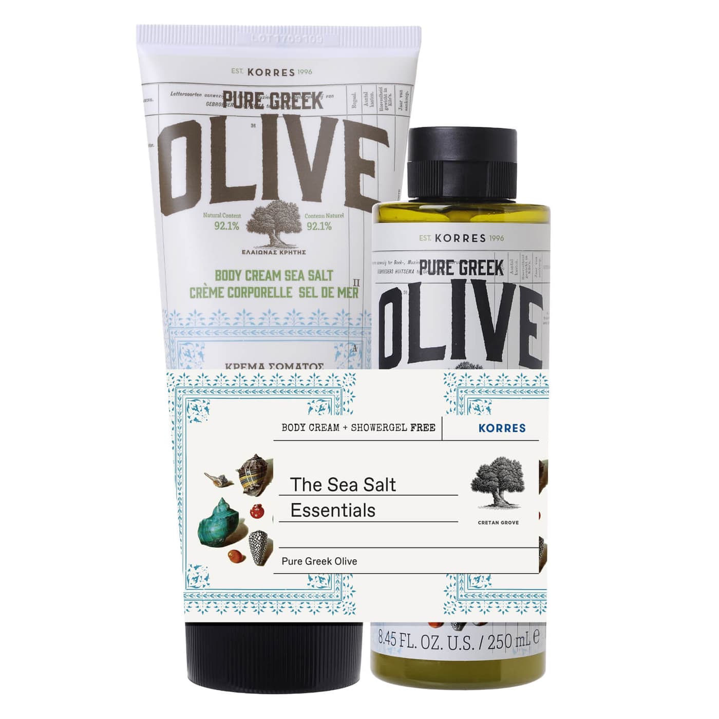 Korres Care - OLIVE SEA SALT Body Cream & Cleanser Set