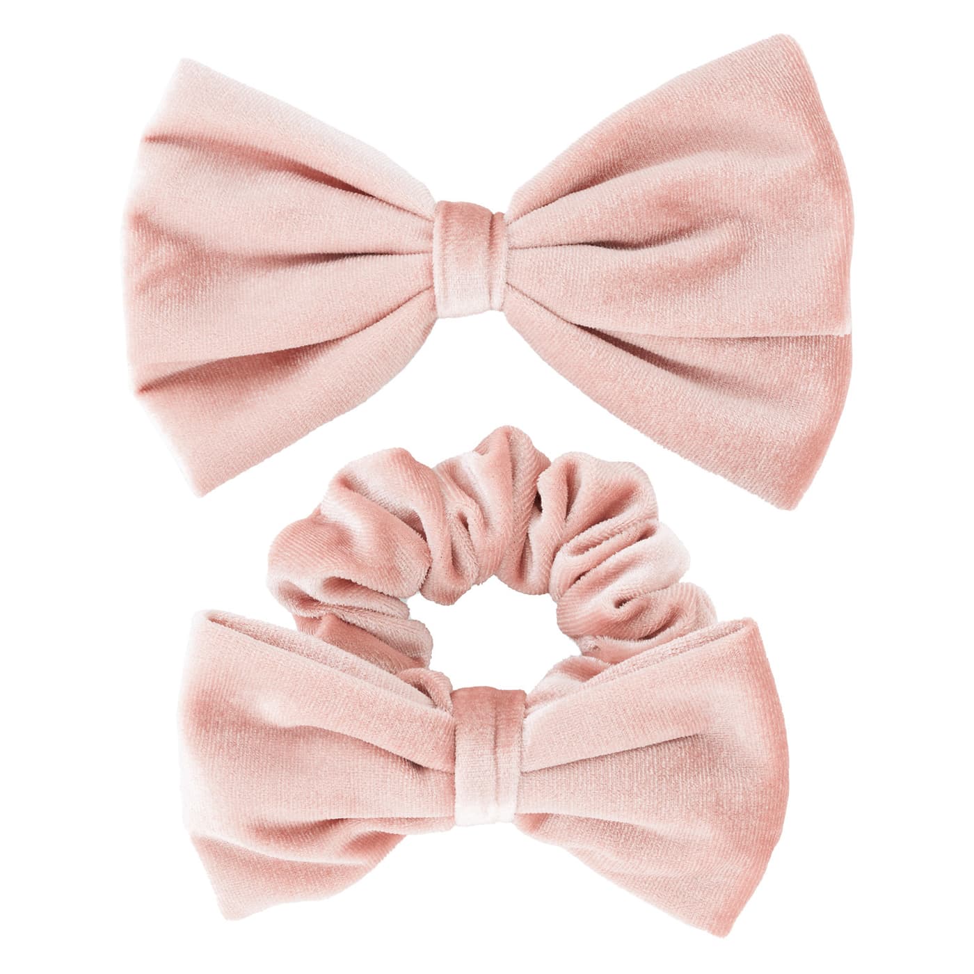TRISA Hair - Velvet Scrunchie & Bow Hair Clip Rose