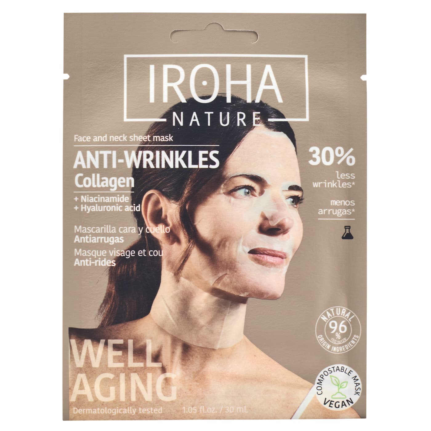 Iroha Nature - Anti Wrinkles Collagen Face & Neck Sheet Mask