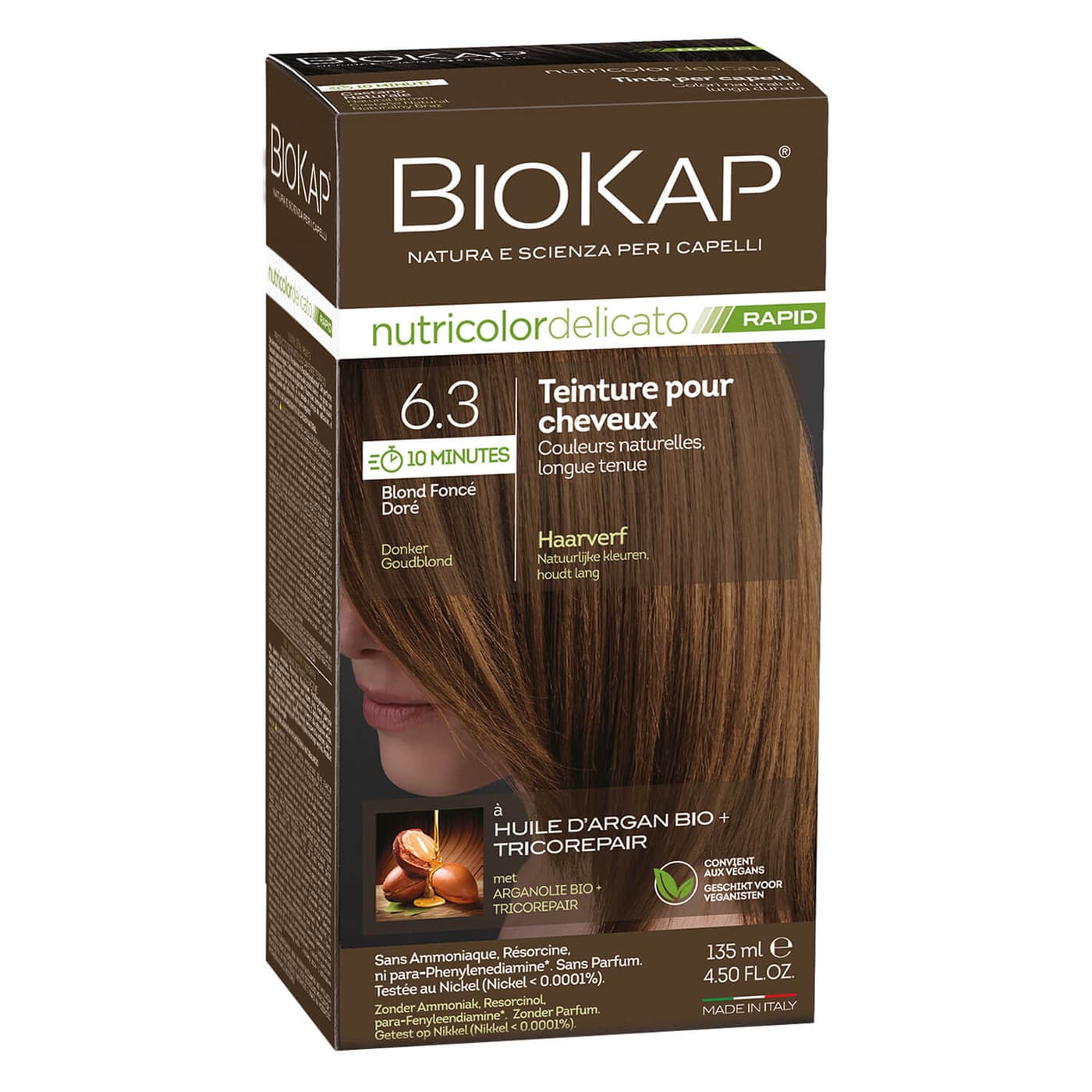 BIOKAP Nutricolor - Permanent Farbe Dunkel Goldblond 6.3
