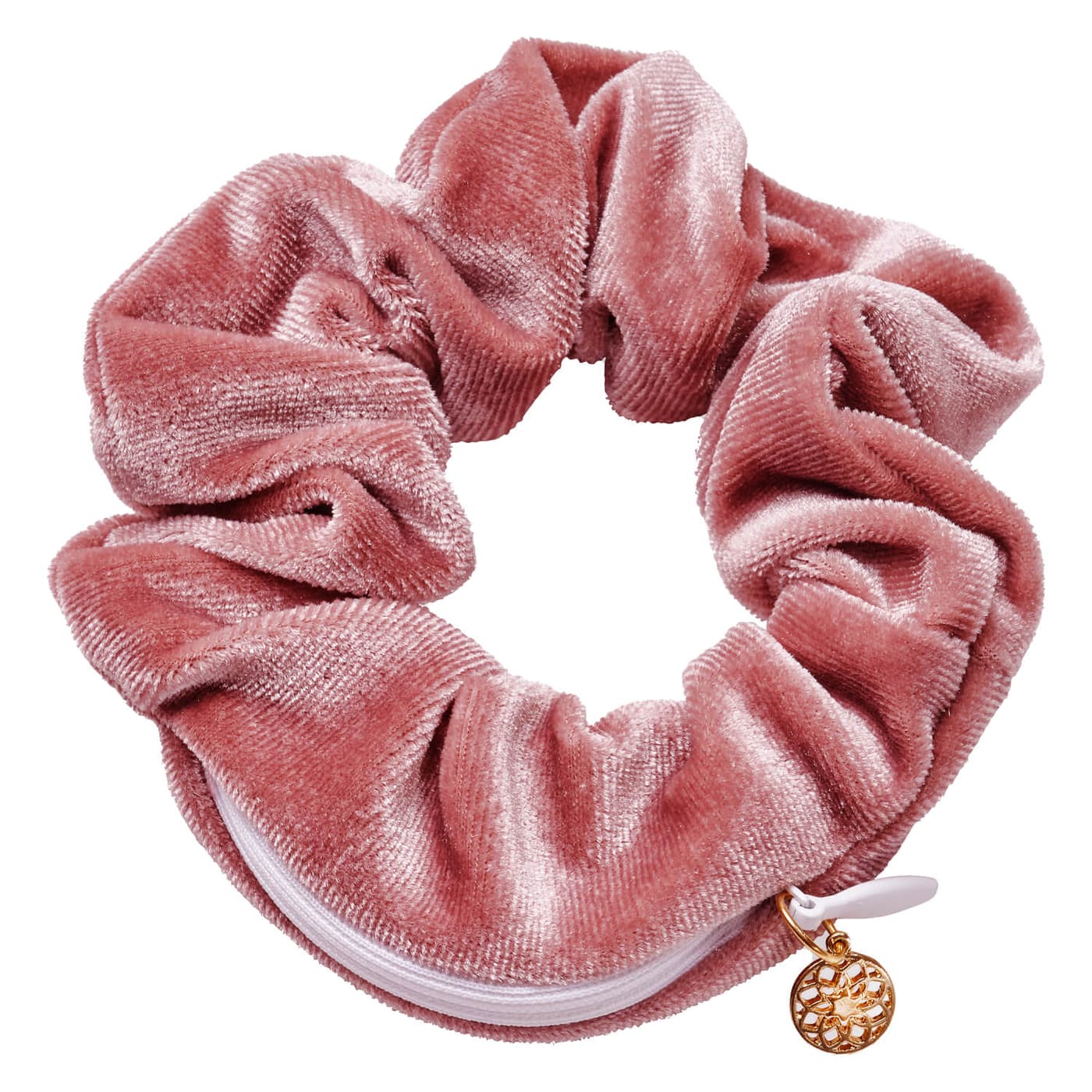 Body Mind and Soul Scrunchie Yoga Samt Reisverschluss Altrosa