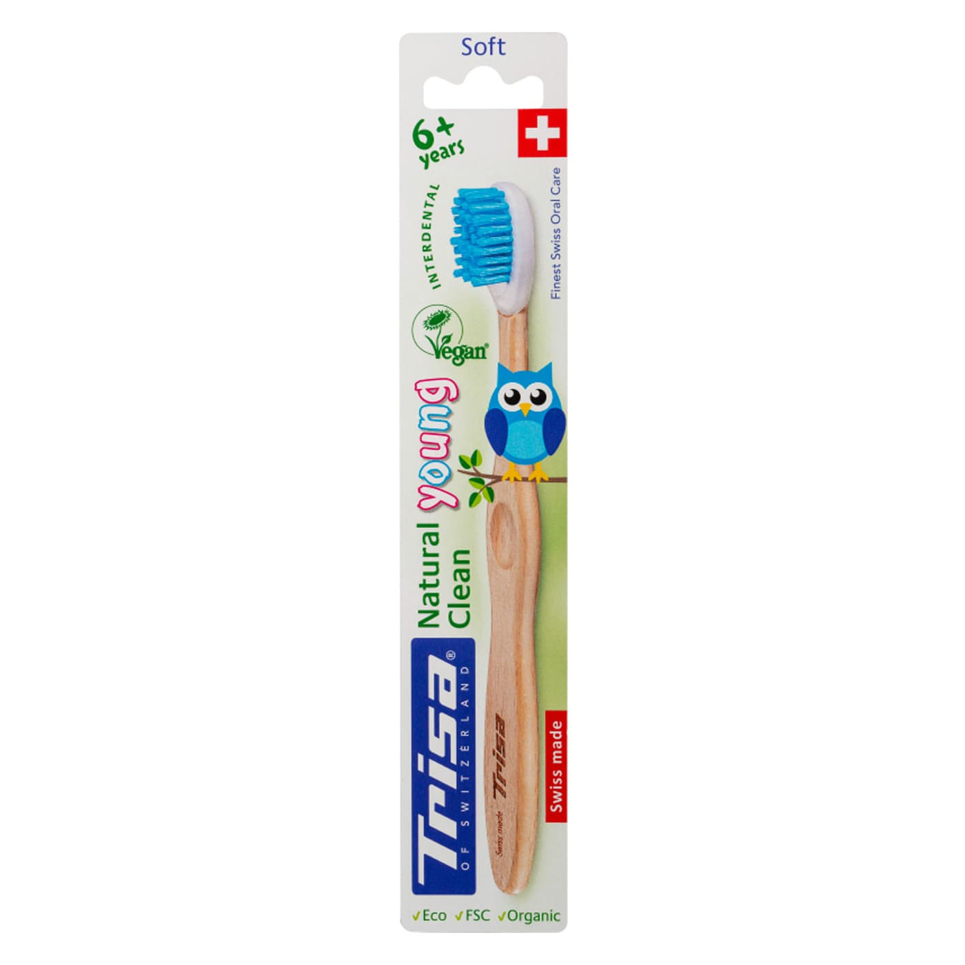 Trisa Oral Care - Holzzahnbürste Natural Clean Soft Young Blau
