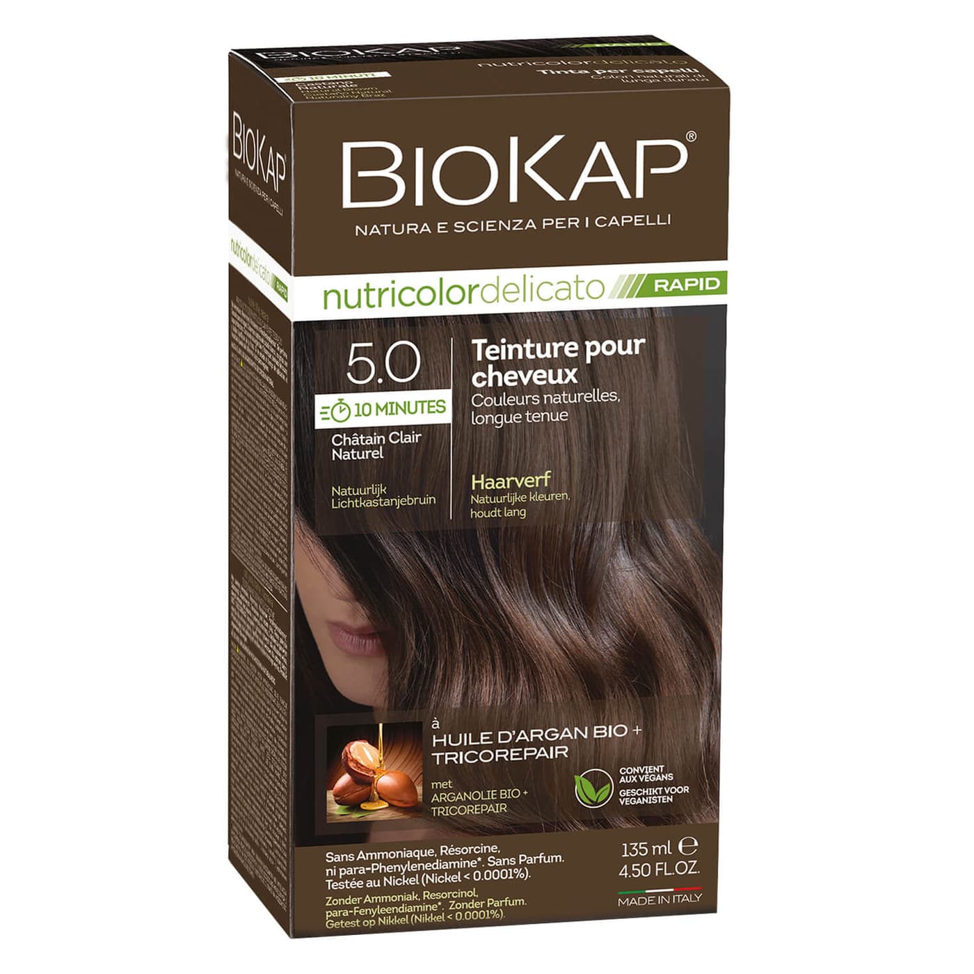 BIOKAP Nutricolor - Permanent Farbe Natur Kastanien Hellbraun 5.0
