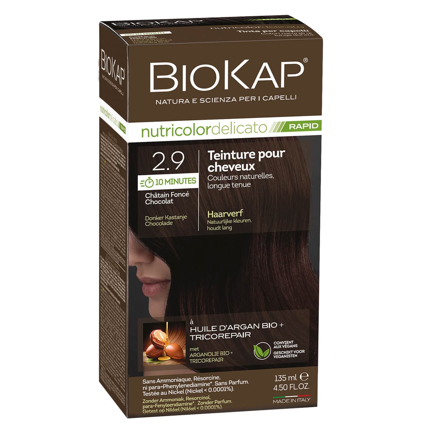 BIOKAP Nutricolor - Permanent Farbe Dunkles Schokoladenbraun 2.9