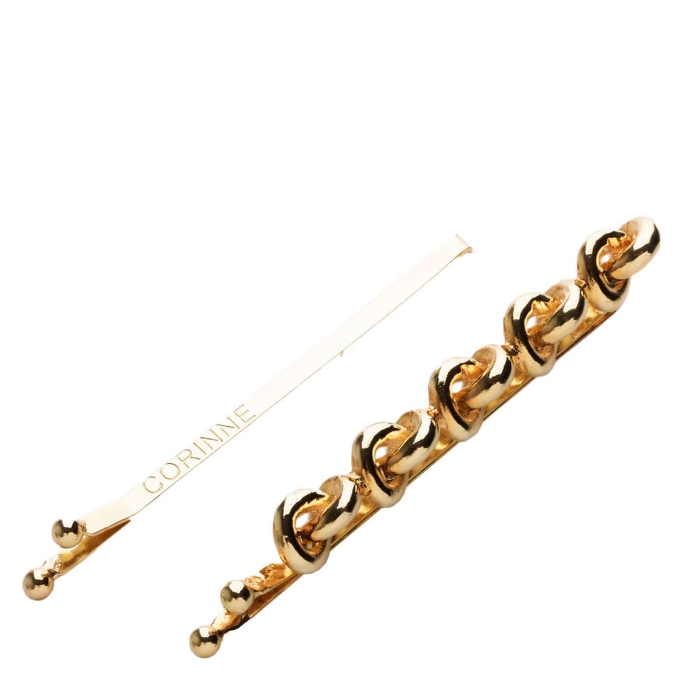 Corinne World - Hair Slider 5 Knots & Plain Gold