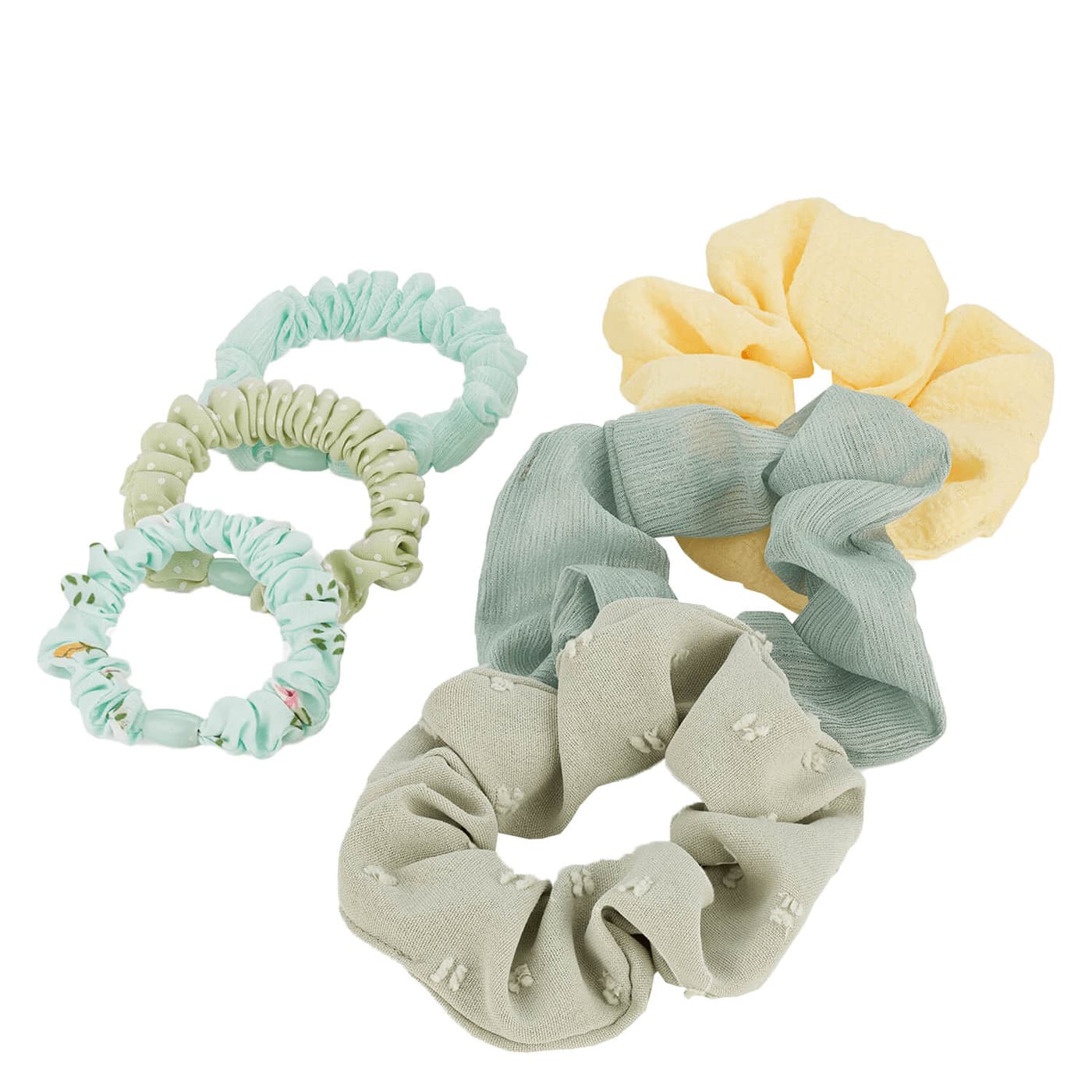 Scrunchie mit Print, mint, grün & gelb