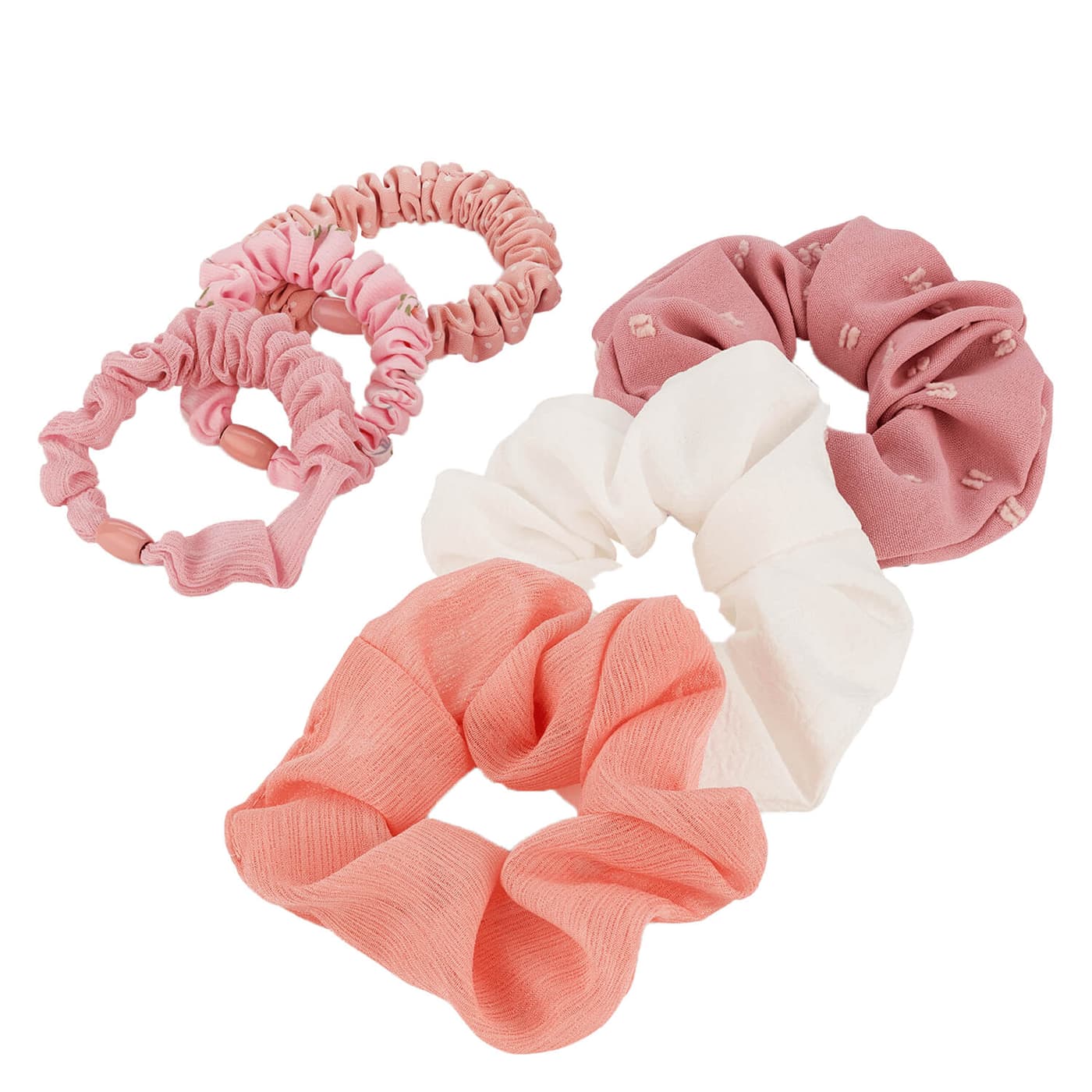 Scrunchie mit Print, lachs, rosa & apricot
