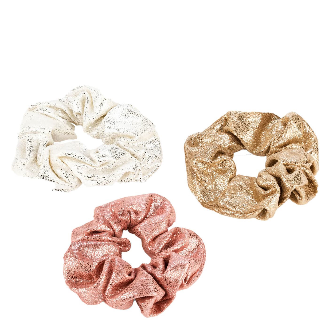 Glänzendes Scrunchie, weiss, rosa & gold