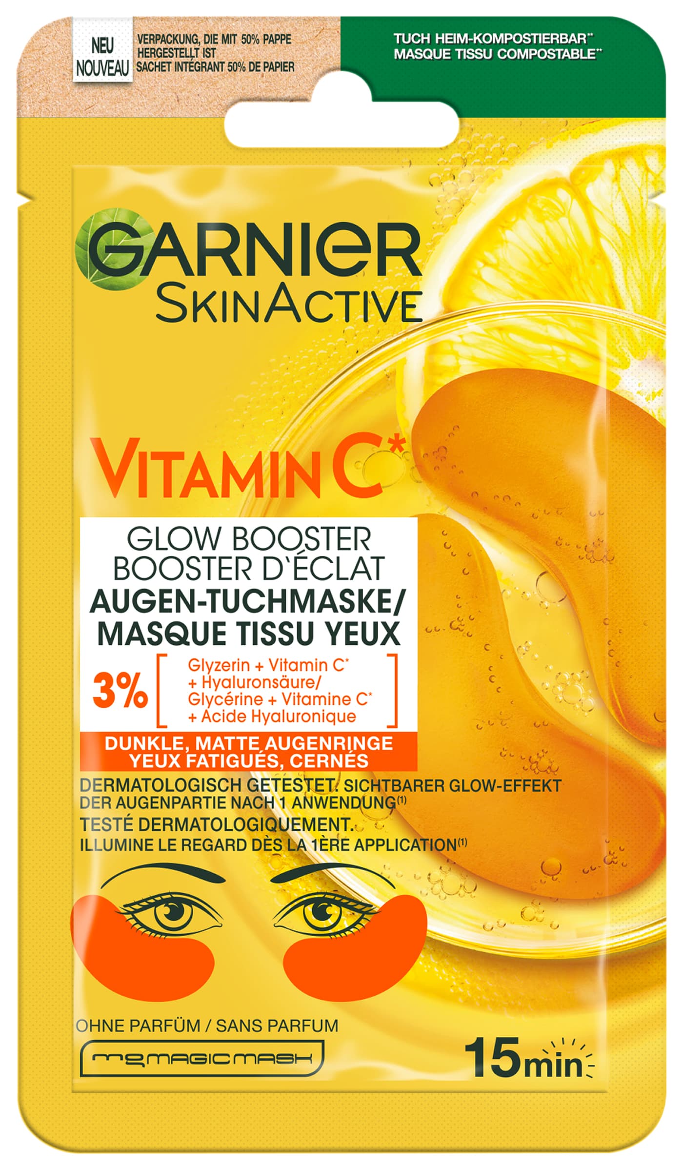 Skinactive Face - Skinactive Vitamin C Glow Booster Augen-tuchmaske