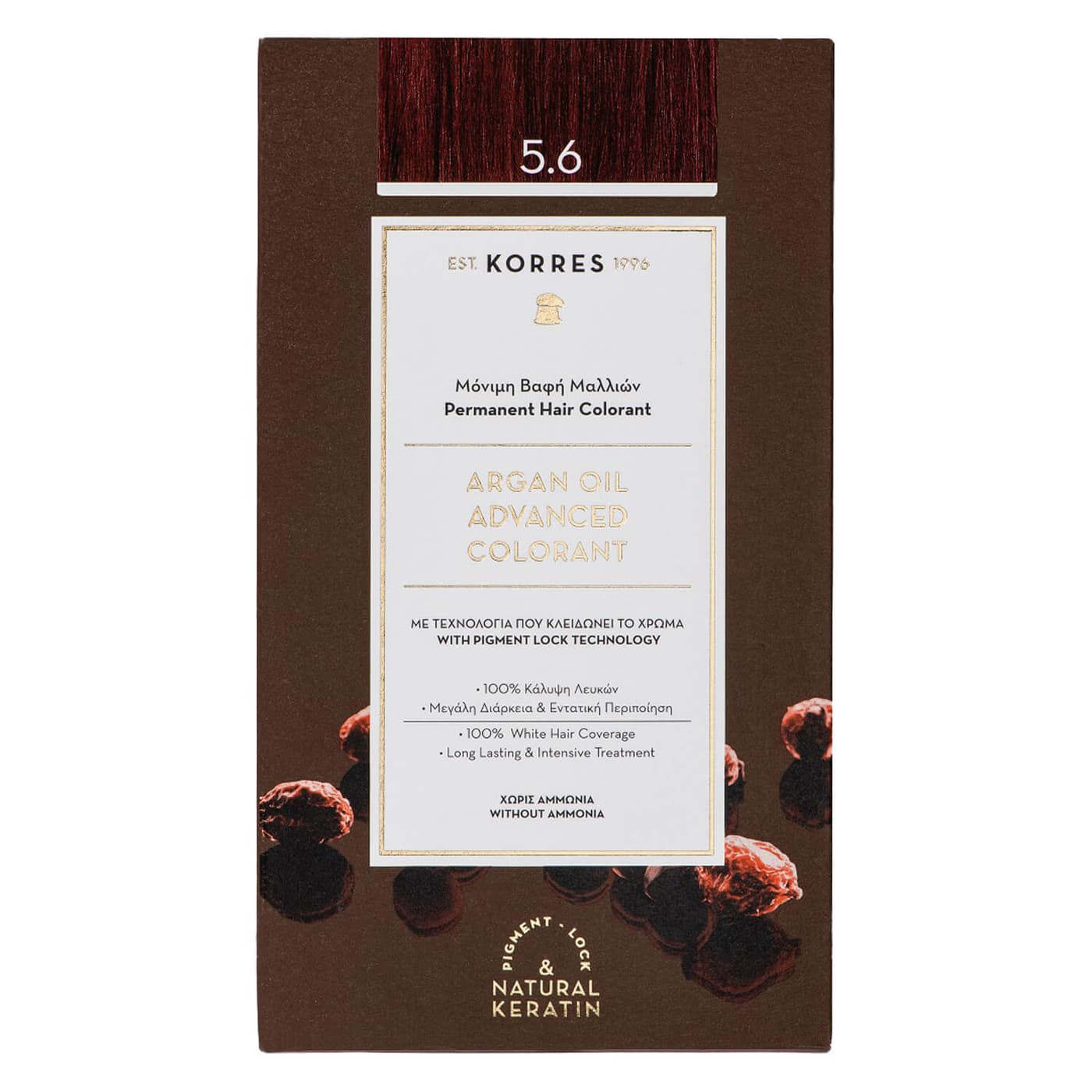 Korres Color - Argan Oil Hochentwickelte Haarcoloration Red Light Brown / Hellbraun Rot 5.6