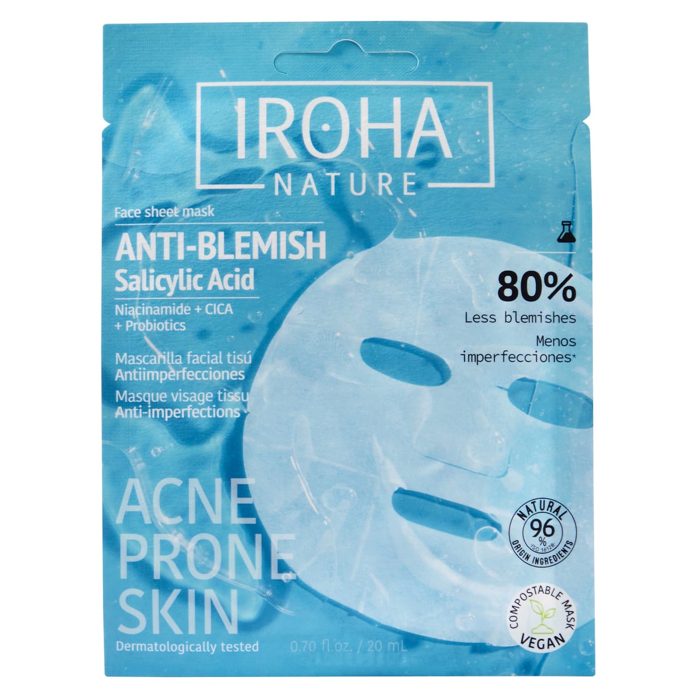 Anti-Blemish - Face Sheet Mask With Salicylic Acid, Niacinamide, Cica + Probiotics
