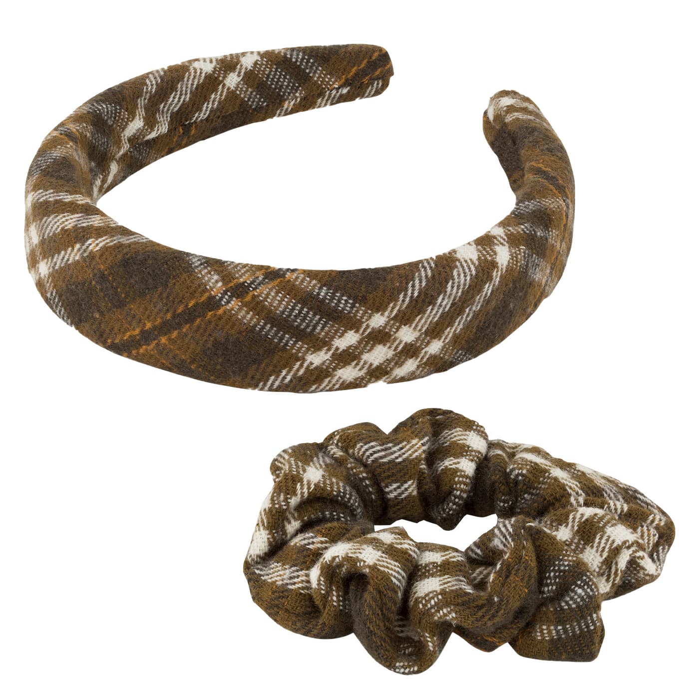 TRISA Hair - English Check Hairband & Scrunchie, brown
