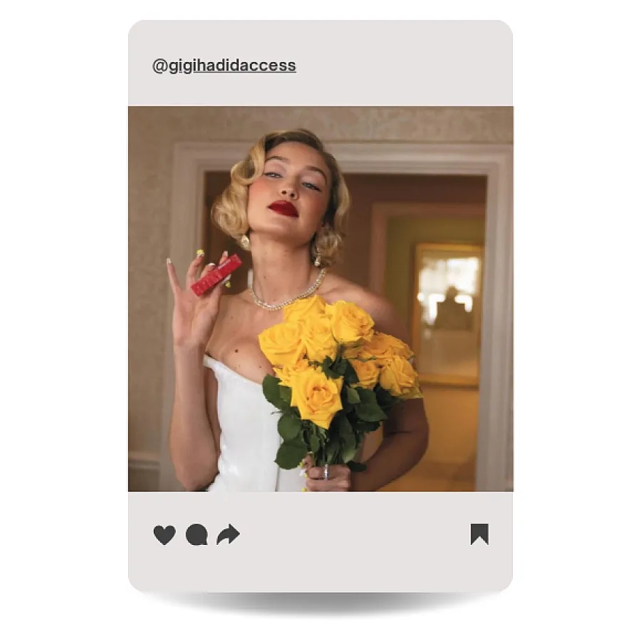 Gigi Hadids Met Gala 2024-Make-up-Look von Maybelline New York mit roten Lippen