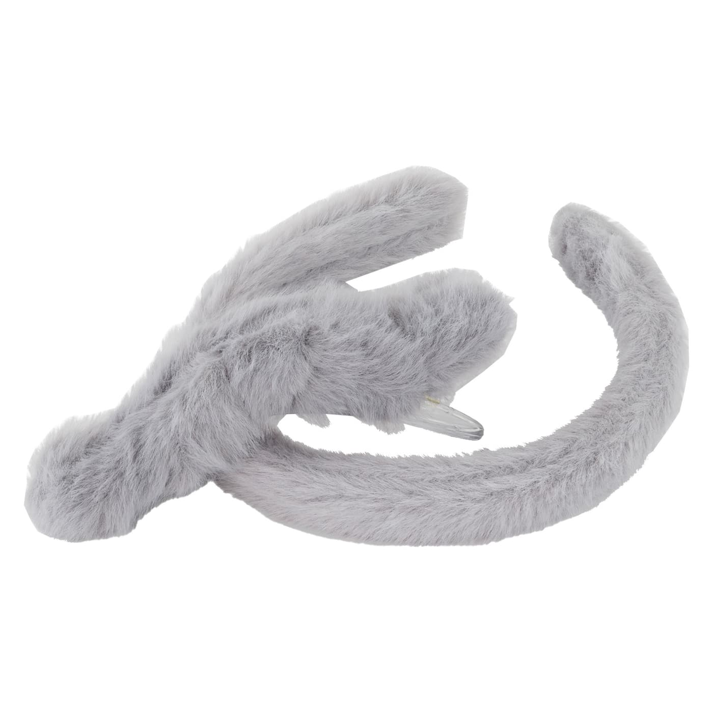 TRISA Hair - Fake Fur Hairband & Hair Clip, grey