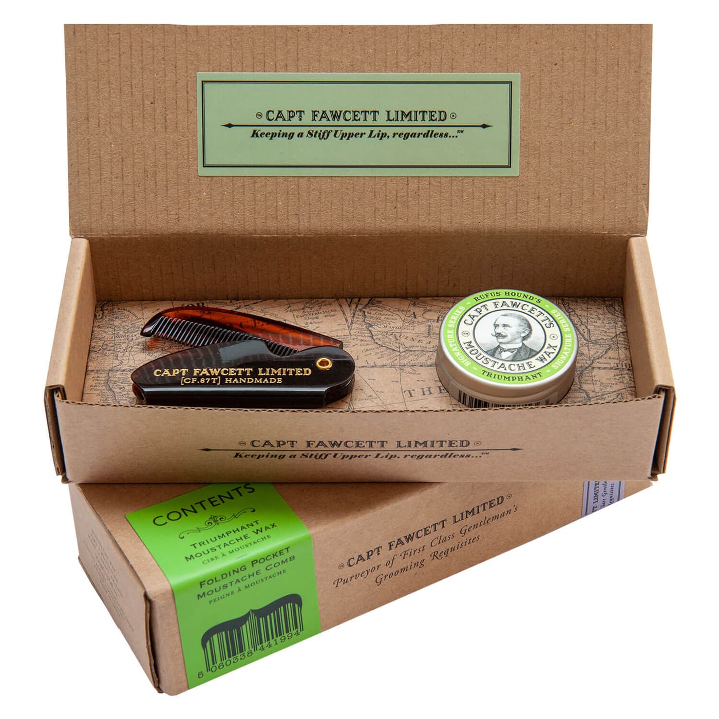 Capt. Fawcett Care - Triumphant Moustache Wax & Moustache Comb Set