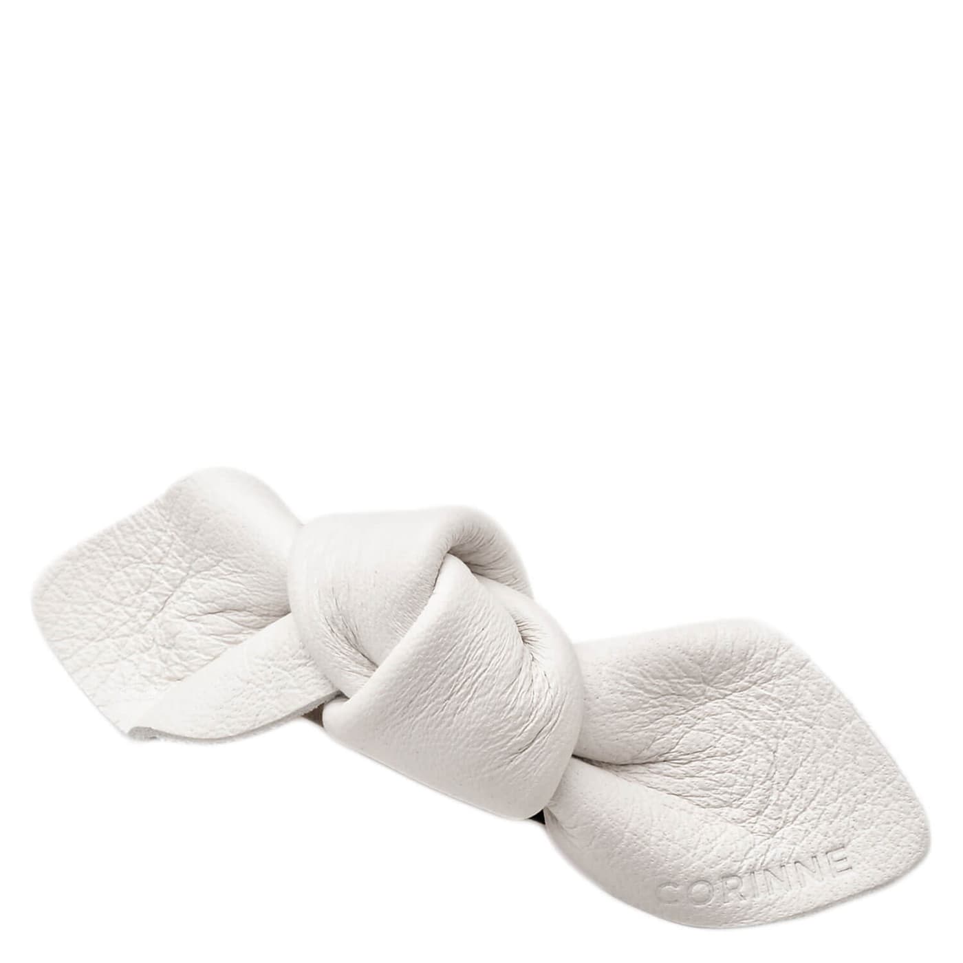 Corinne World - Leather Bow Small On Hair Clip White
