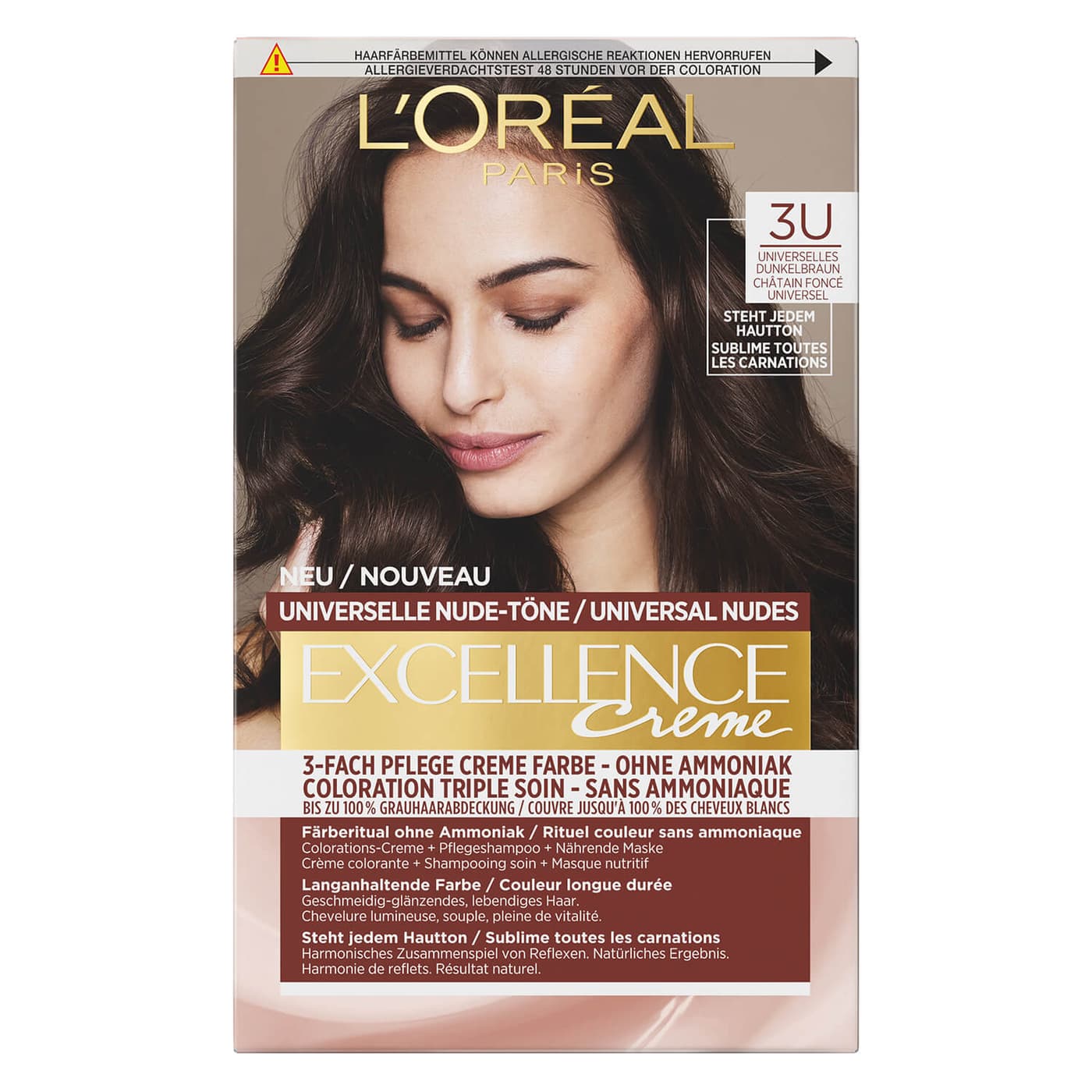 LOréal Excellence Color - Universelle Nude-Töne 3U Universelles Dunkelbraun
